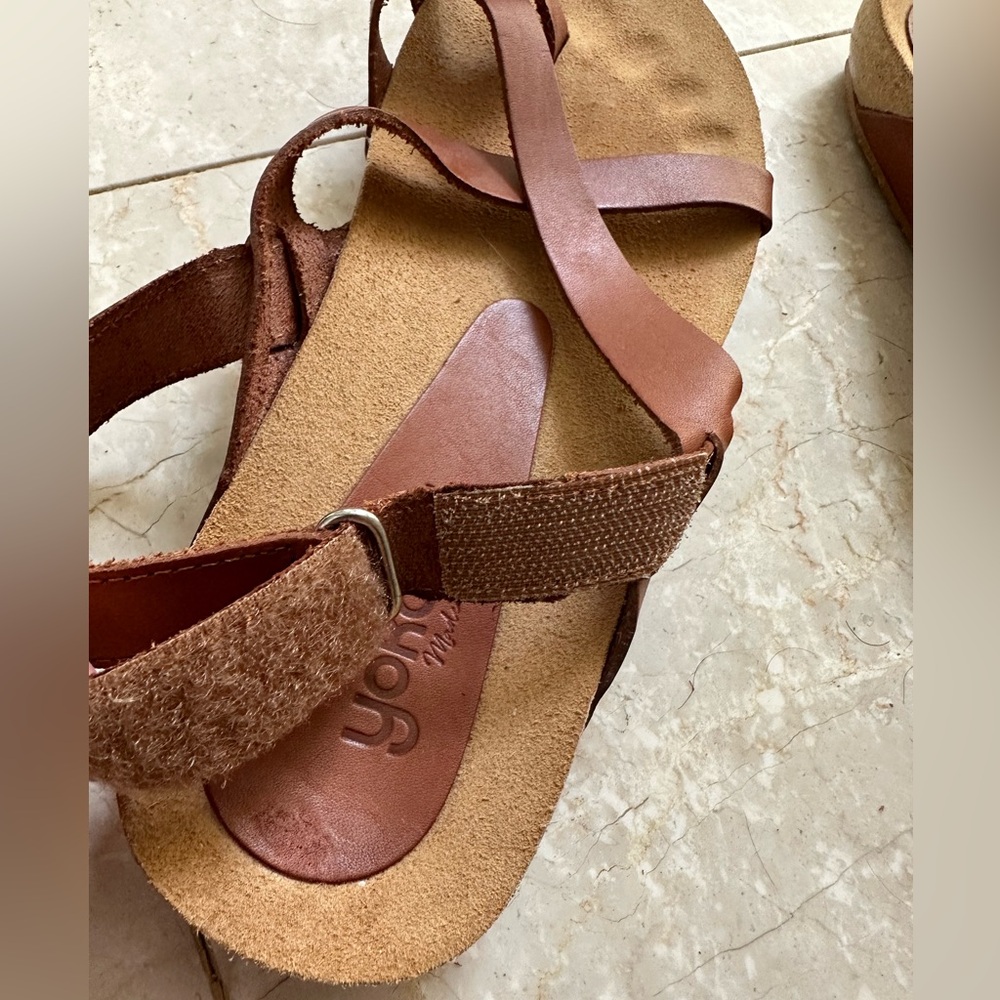 Leather Strappy Brown Women's Sandals - Picture 5 of 8